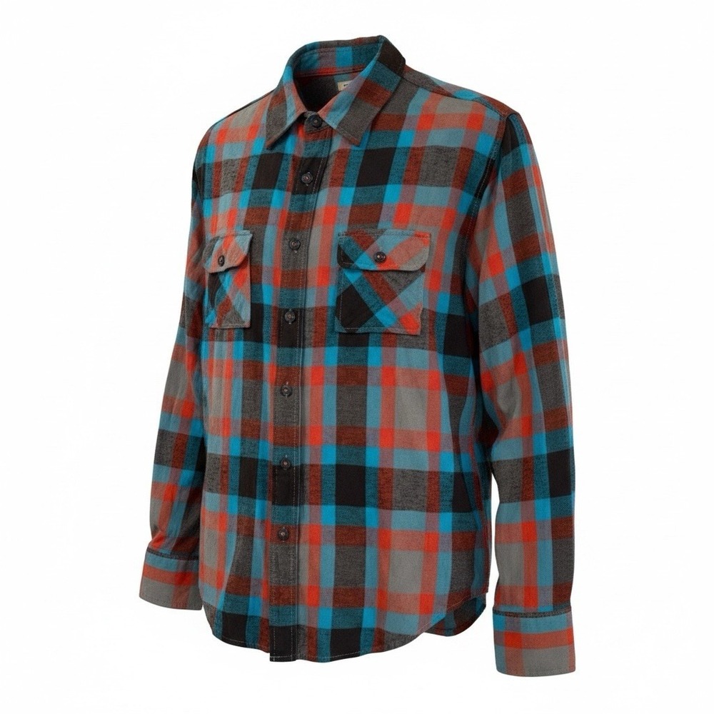 Arizona Mens Large Flannel Shirt Long Sleeve Plaid Blue Red Black AZ-00-436-B